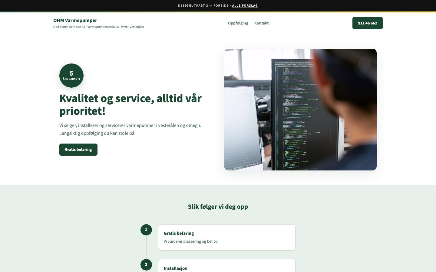Forhåndsvisning: OHM Varmepumper — Service & garanti