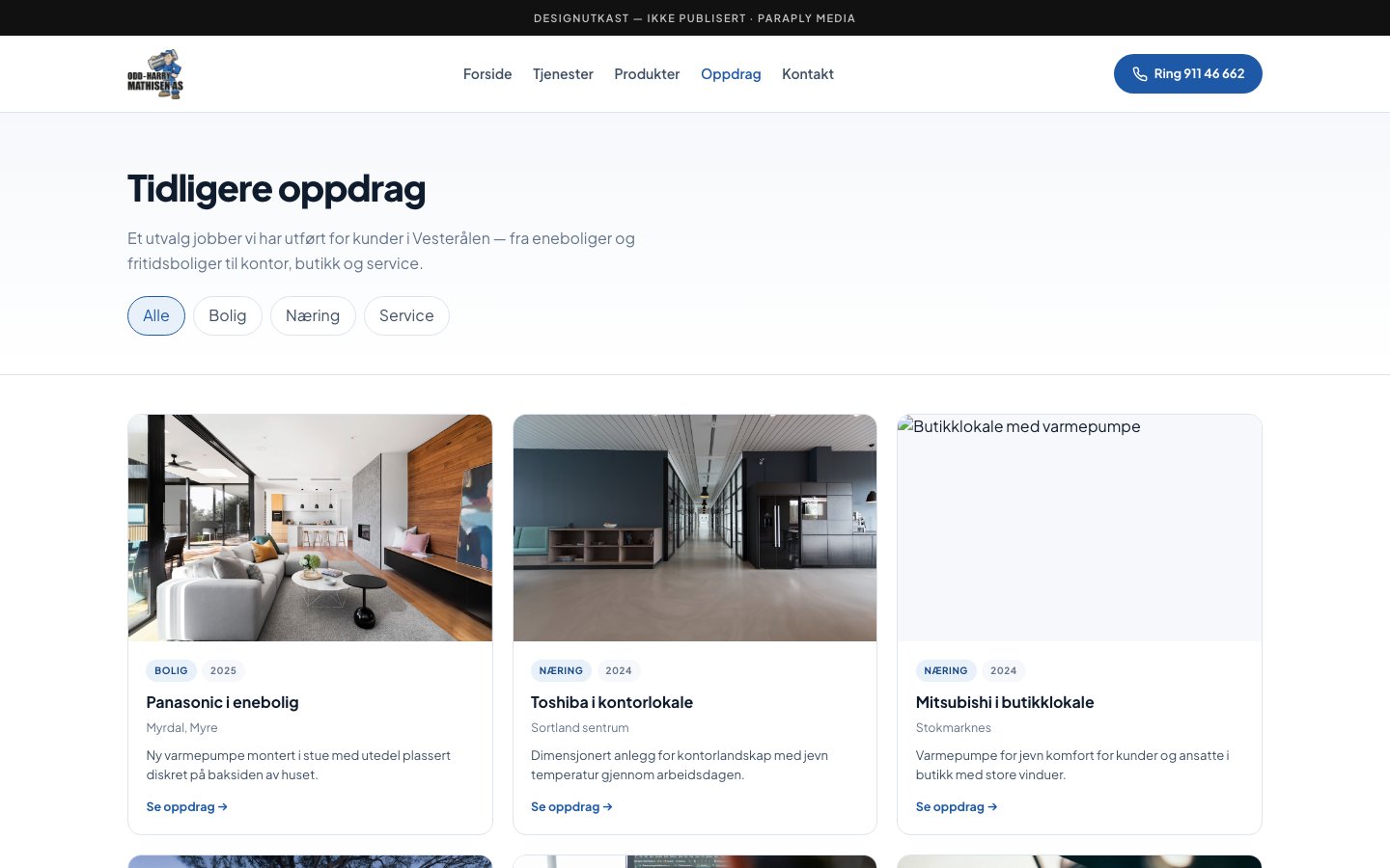 Forhåndsvisning: OHM Varmepumper — Tidligere oppdrag
