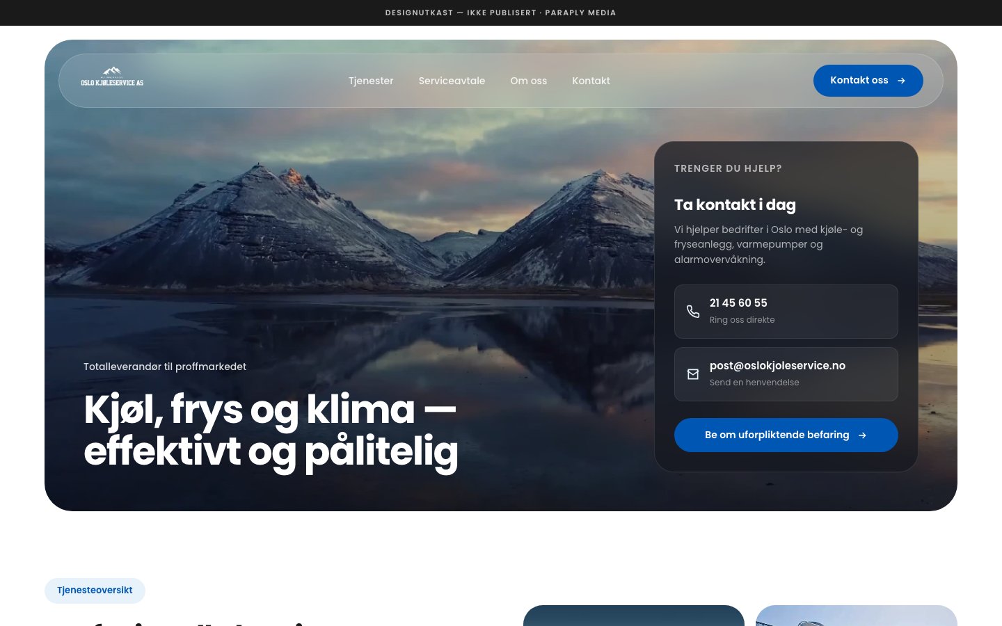 Forhåndsvisning: Oslo Kjøleservice — Forside