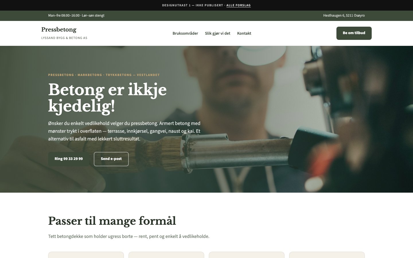 Forhåndsvisning: Pressbetong — Vestland & håndverk